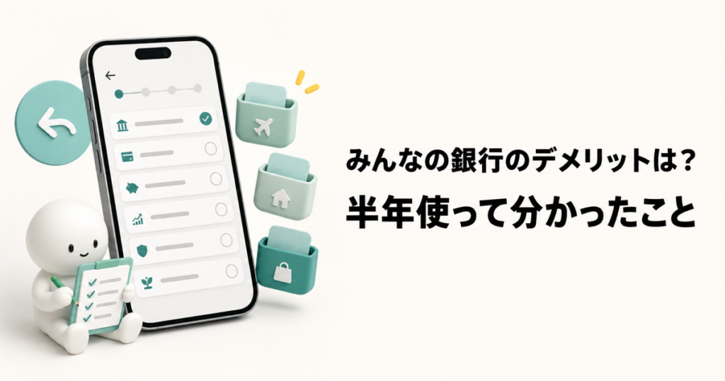 みんなの銀行を半年使って分かったデメリットと不便な点を説明する記事画像